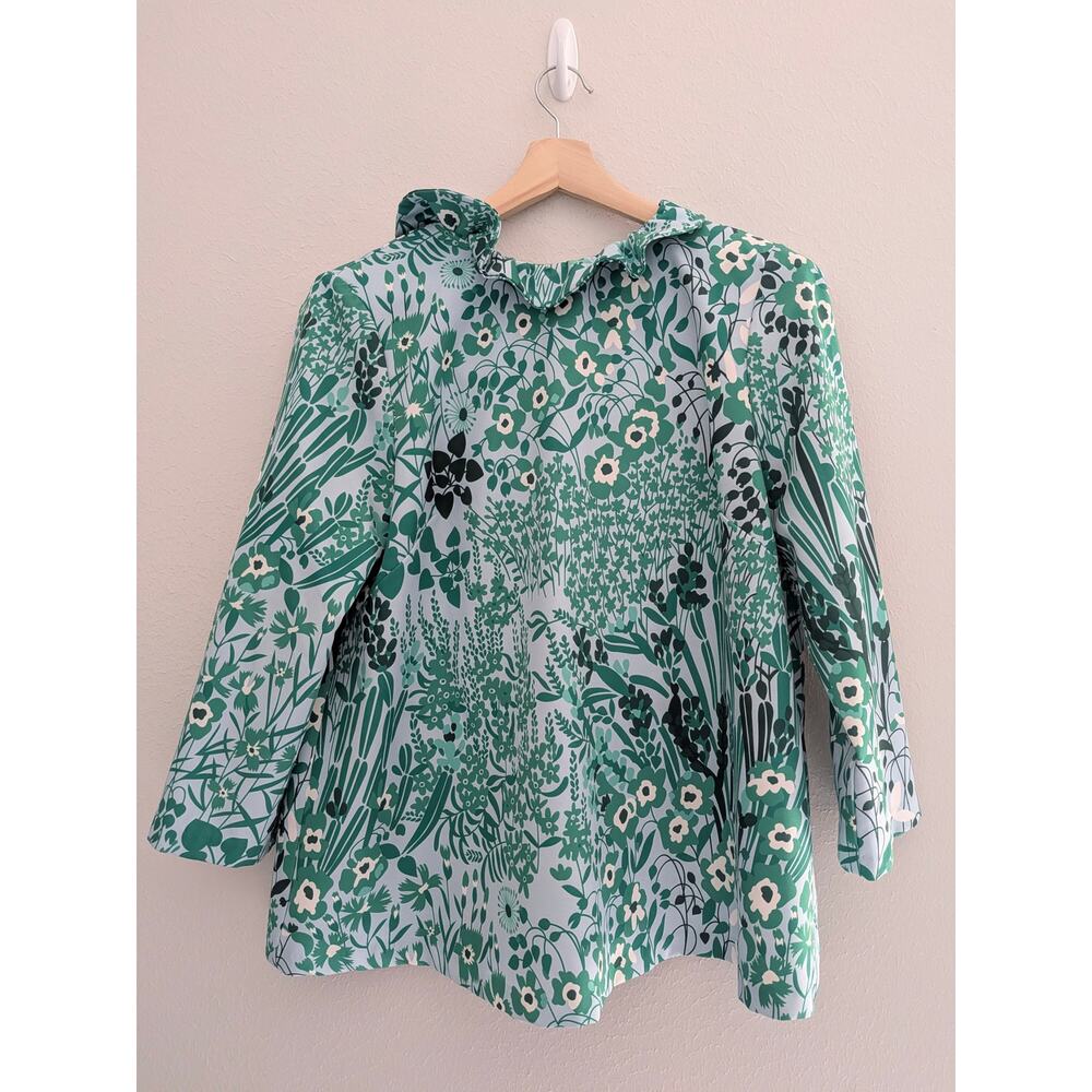 Women's Tuckernuck Wildflower Faye Blouse Green White Size XL Spring Print - Picture 2 of 7